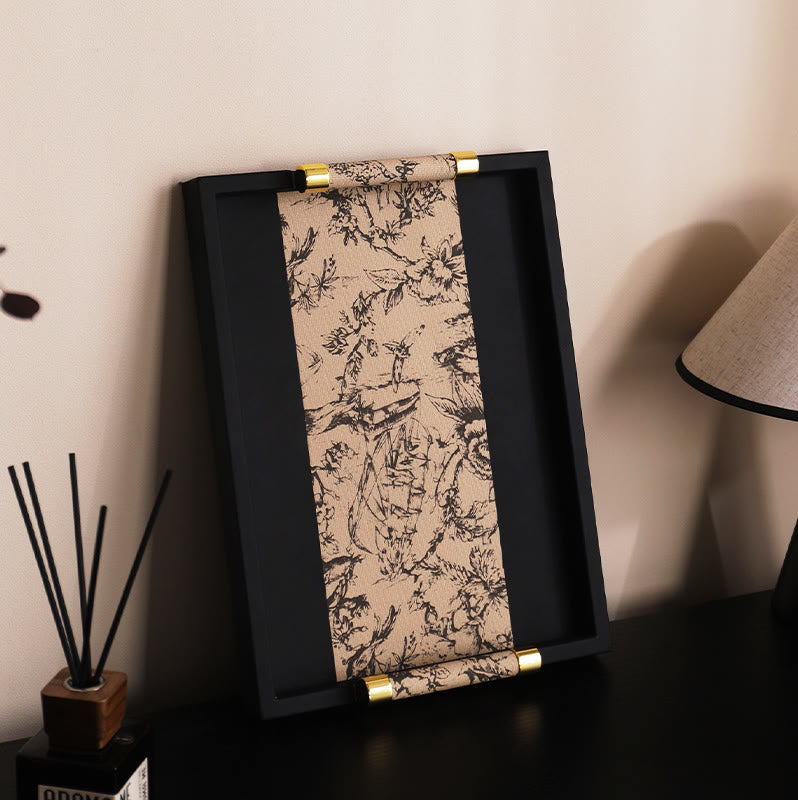 Vintage Printed Leather Tray - black - image 1