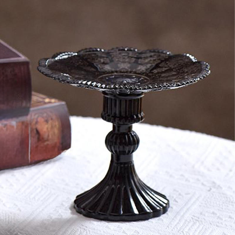 Castle-inspired Black Glass Tray With Tall Base - image 3