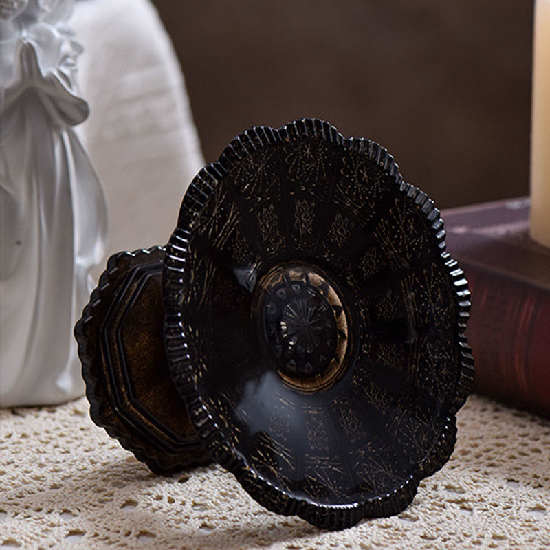 Castle-inspired Black Glass Tray With Tall Base - image 5