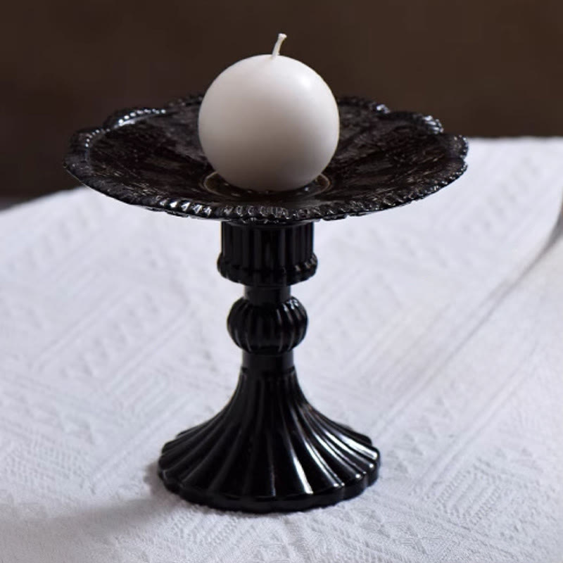 Castle-inspired Black Glass Tray With Tall Base - image 4