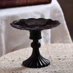 Castle-inspired Black Glass Tray With Tall Base - black - image 0