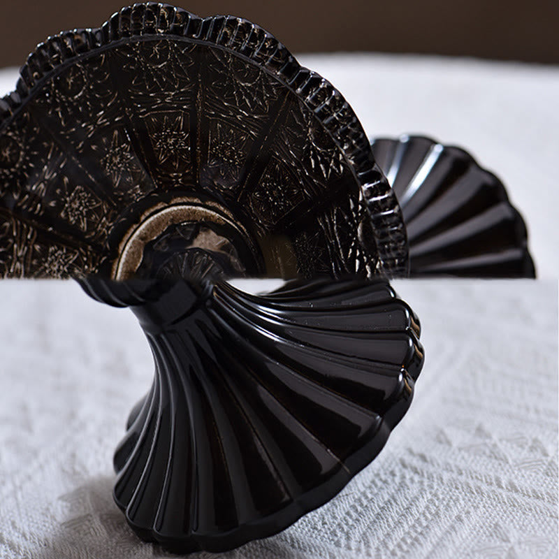 Castle-inspired Black Glass Tray With Tall Base - image 6