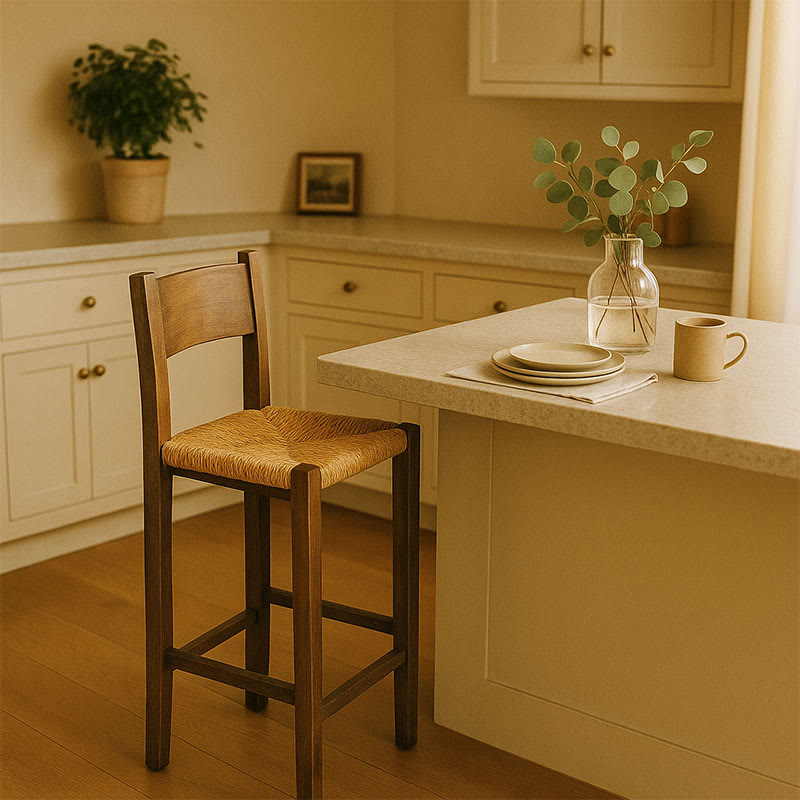 Wicker Bar Stool With Backrest - image 2