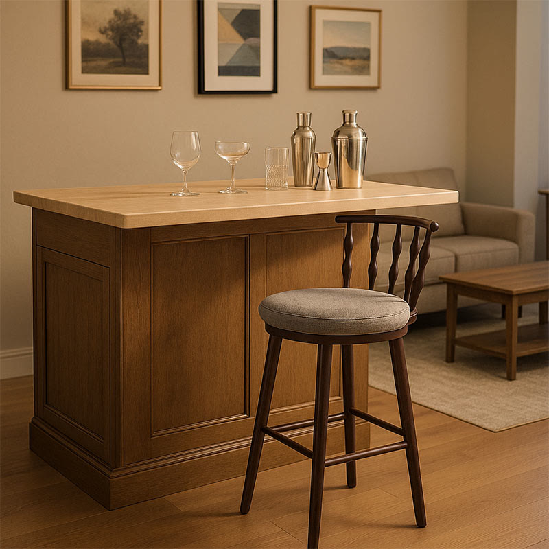 Knot Shaped High Bar Stool - Dark Walnut - image 0