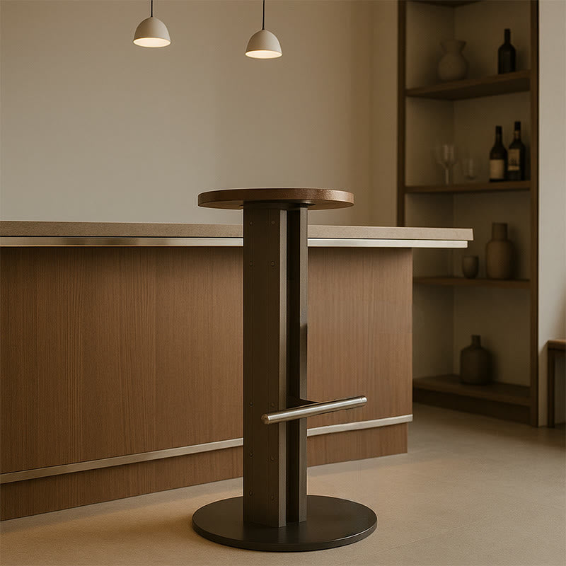 Round Minimalist Wooden Bar Stool - image 0