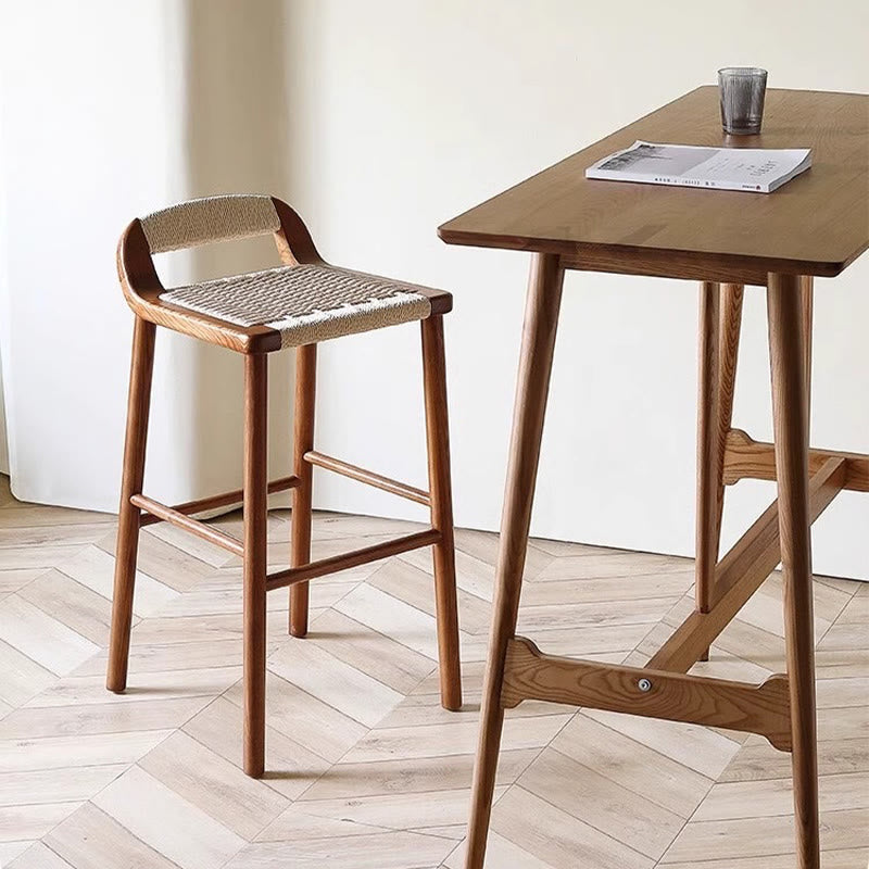 Kraft Paper Rope Woven Bar Stool - Walnut - image 0