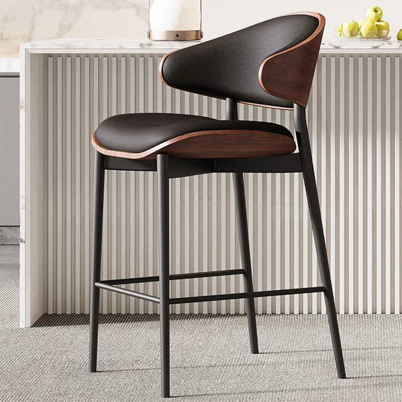 Leather Upholstered Cushioned Bar Stool - Black - image 0