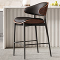 Leather Upholstered Cushioned Bar Stool - Black - image 0