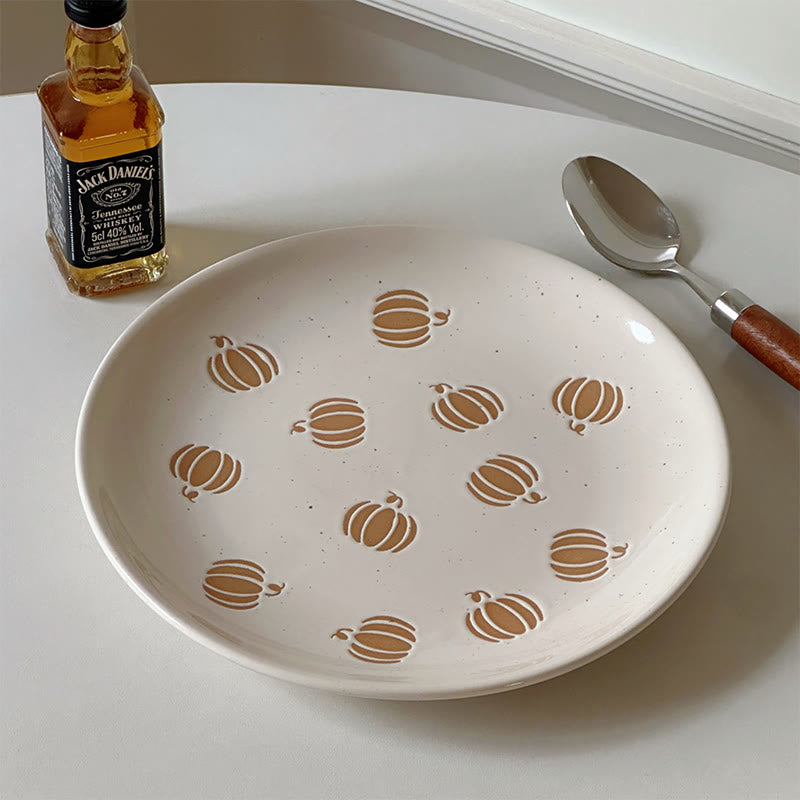 Carved Pumpkin Pattern Plate - khaki - image 0