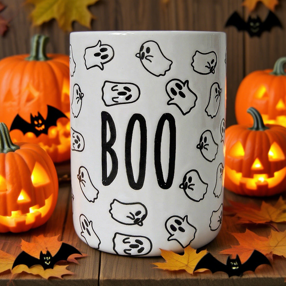 White Porcelain Cup With Ghost Print - white - image 0