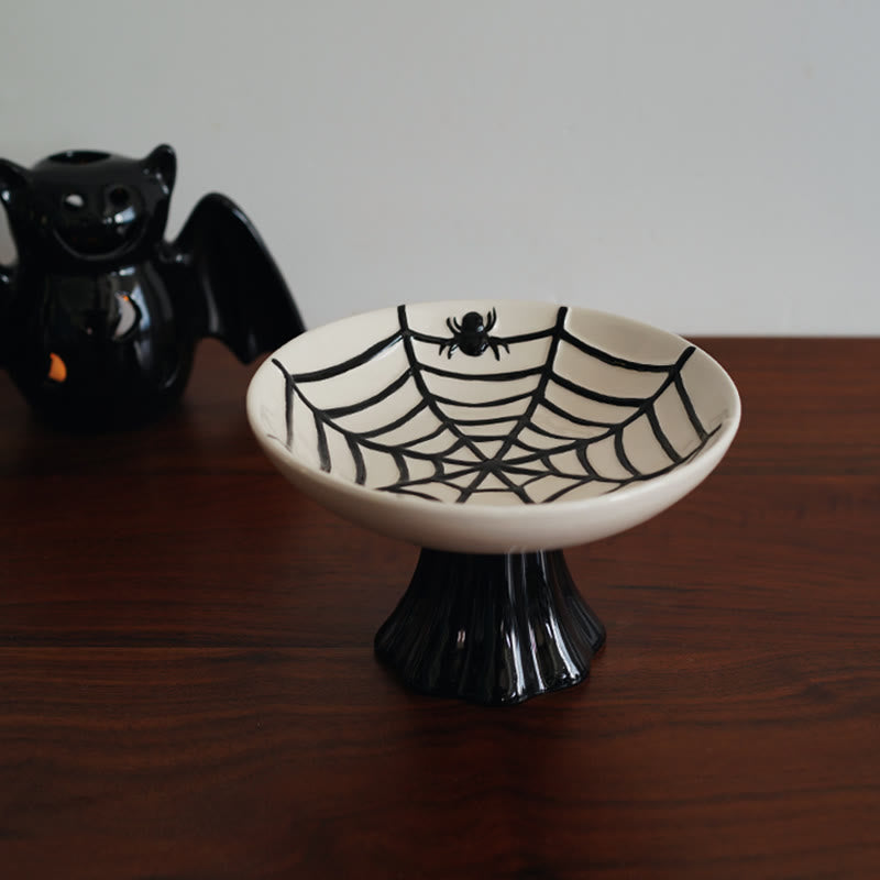 Embossed Spiderweb Ceramic Pedestal Plate - image 3