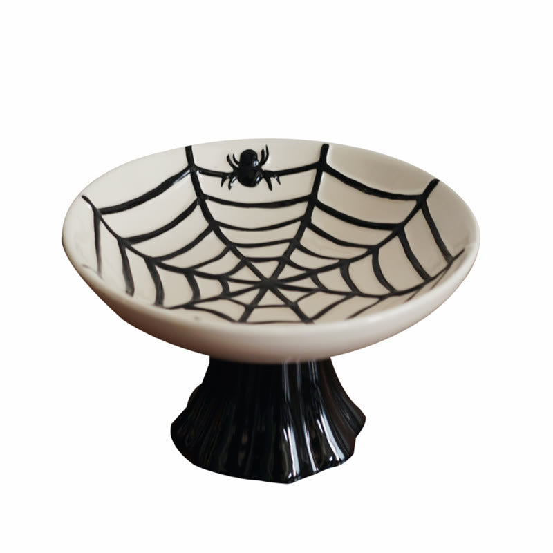 Embossed Spiderweb Ceramic Pedestal Plate - image 1