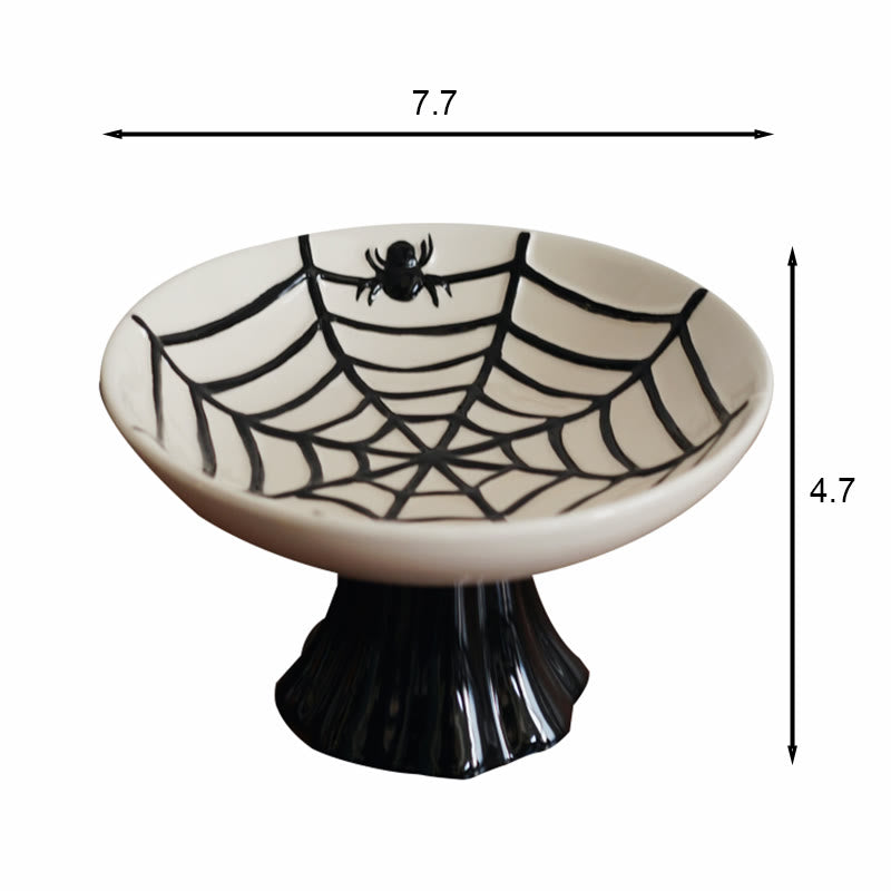 Embossed Spiderweb Ceramic Pedestal Plate - image 5