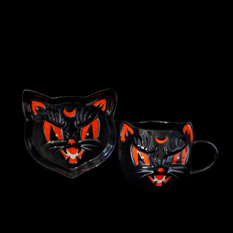 Embossed Black Cat Ceramic Plate - image 6