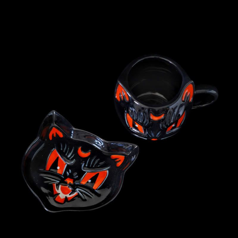 Embossed Black Cat Ceramic Plate - image 5