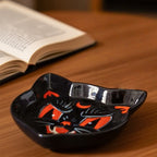 Embossed Black Cat Ceramic Plate - black - image 0