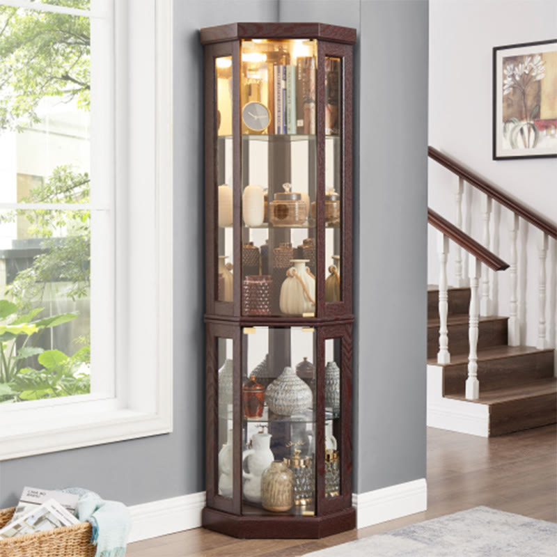 Lighted Corner Display Bar Cabinet - W15.31" X D15.31" X H69.84" - image 0