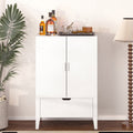 Wine Bar Cabinet With Stemware Holder - Brown+White - image 0