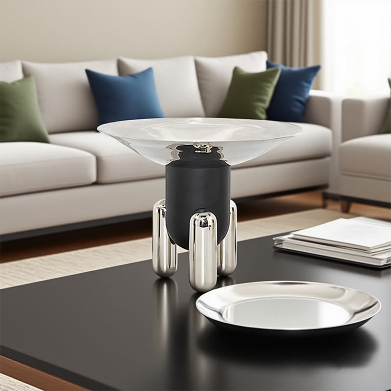 Stainless Steel Double-layer Pedestal Tray - black - image 0