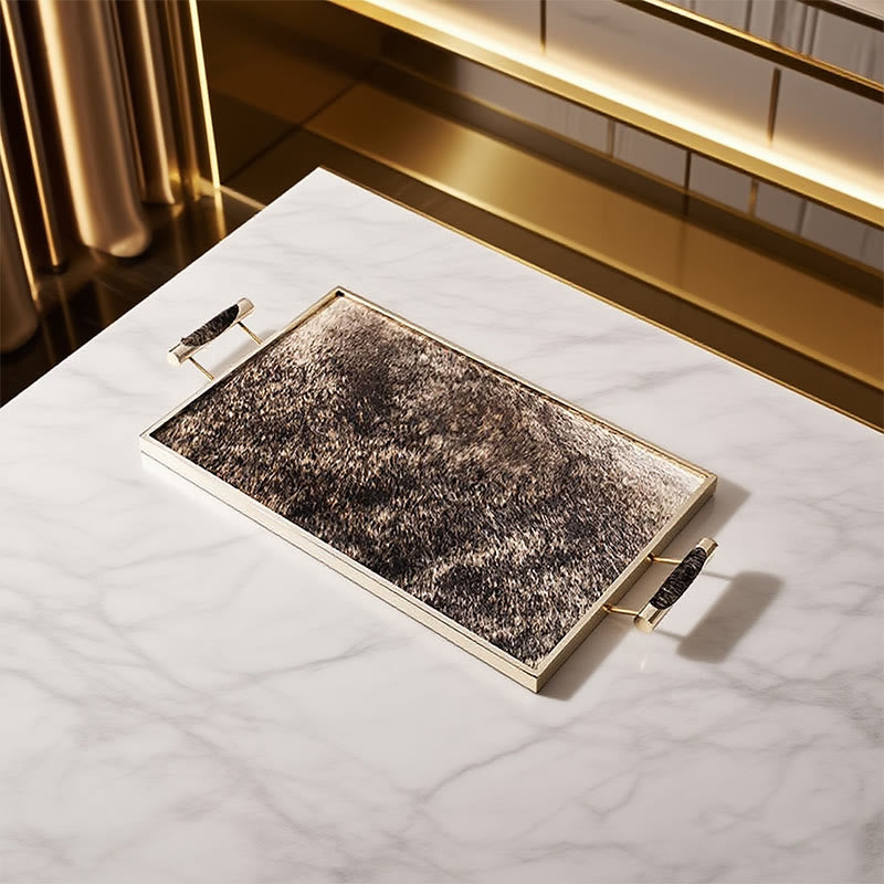 Horsehair-lined Rectangular Decorative Tray - black - image 0