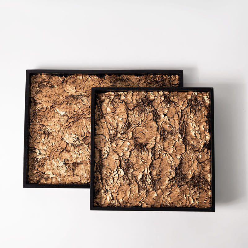 Geometric Leather-lined Decorative Tray - brown - image 0