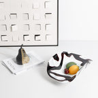 Handcrafted Abstract Glass Tray - black+white - image 0
