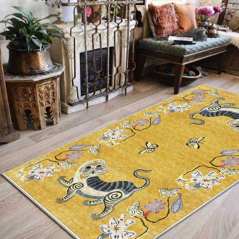 Vintage Tiger & Floral Soft Area Rug - 60" x 96" - image 0