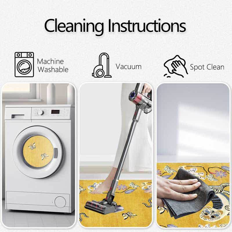 Vintage Tiger & Floral Soft Area Rug - image 2