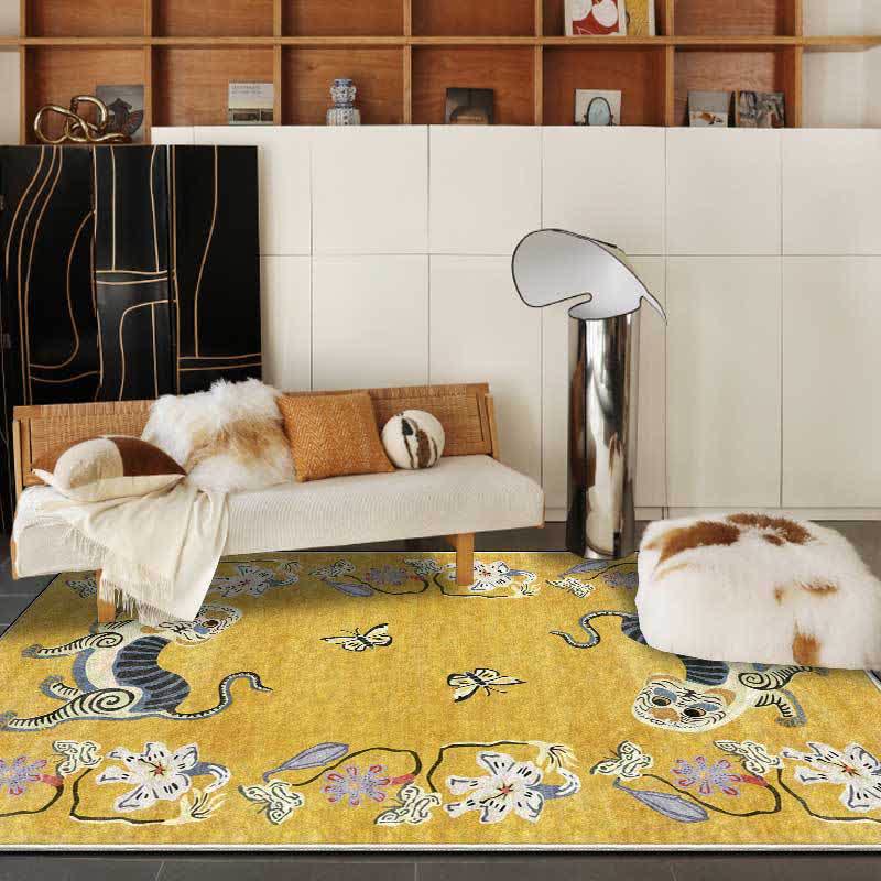 Vintage Tiger & Floral Soft Area Rug - image 1