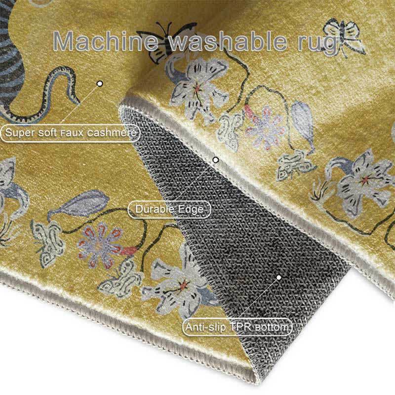 Vintage Tiger & Floral Soft Area Rug - image 4