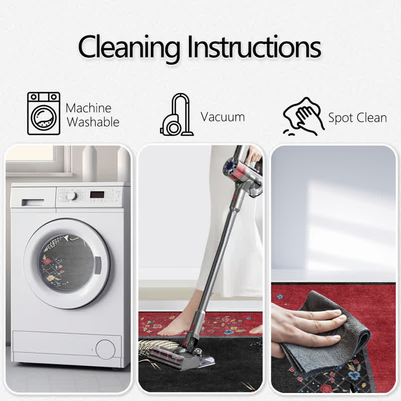 Floral Red-crowned Crane Anti-slip Area Rug - image 7