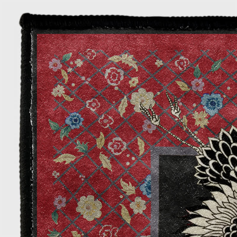 Floral Red-crowned Crane Anti-slip Area Rug - image 5
