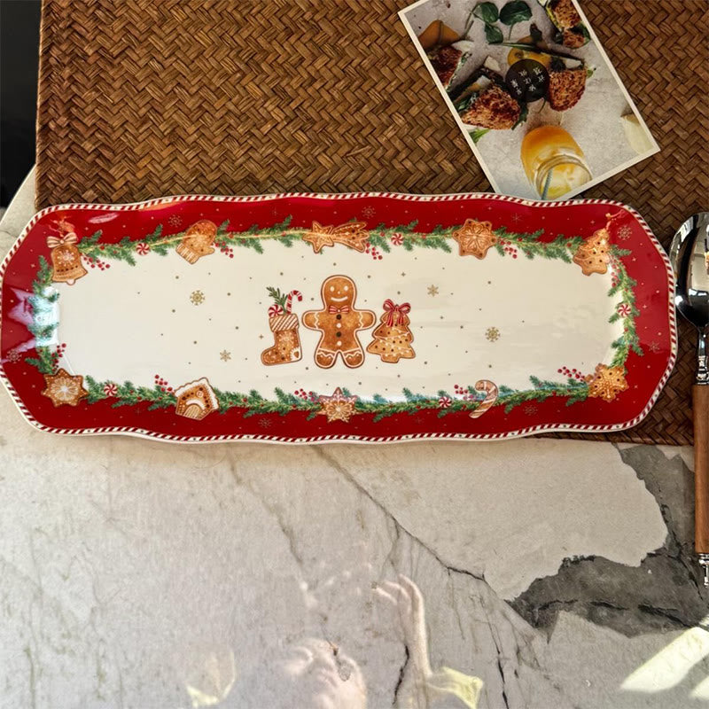 Christmas Gingerbread Man Decorative Dinner Plate - Red - image 0