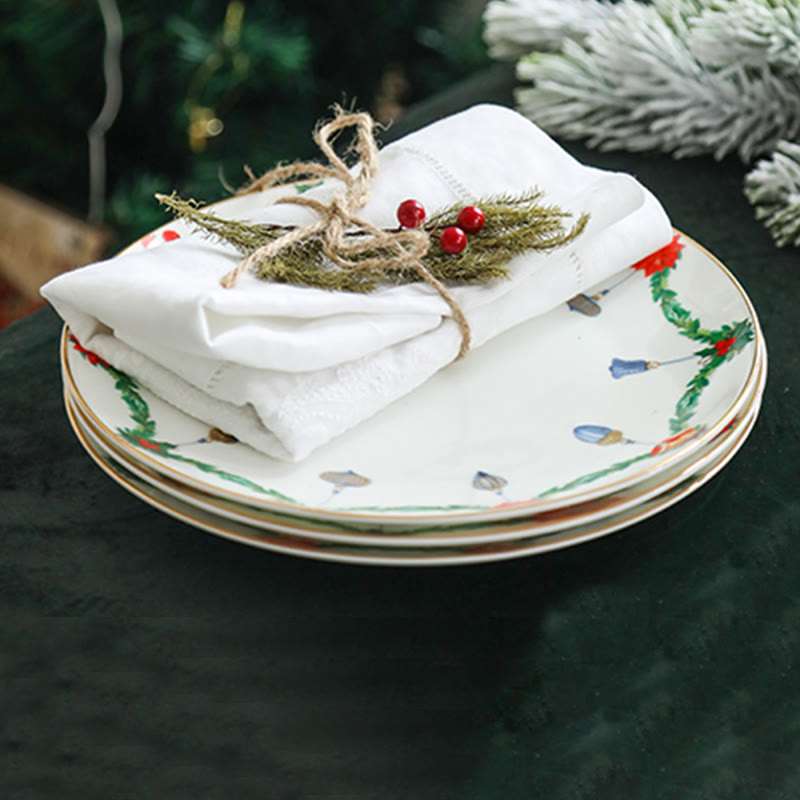 Hand-painted Christmas Garland Pattern Plate - image 2