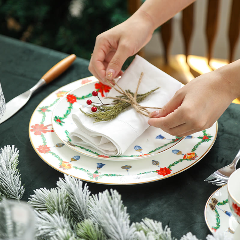 Hand-painted Christmas Garland Pattern Plate - image 3
