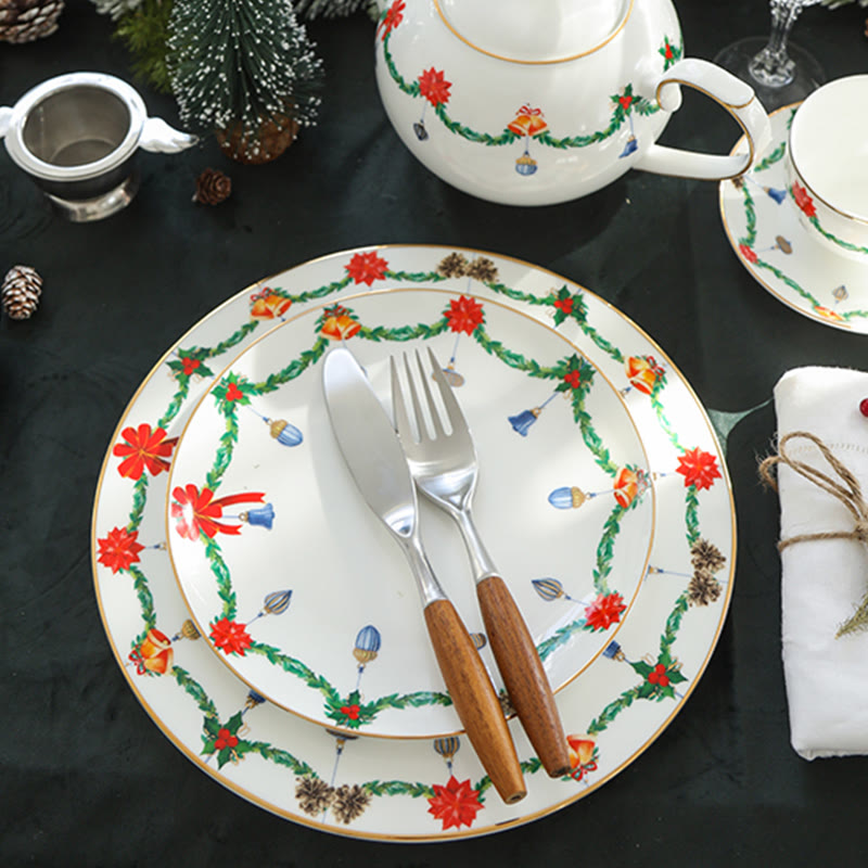 Hand-painted Christmas Garland Pattern Plate - image 1