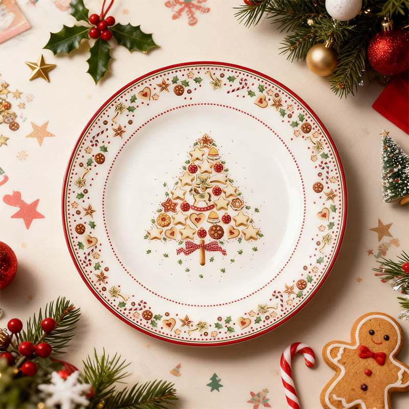 Fun Gingerbread Christmas Tree Decorative Plate - Red - image 0