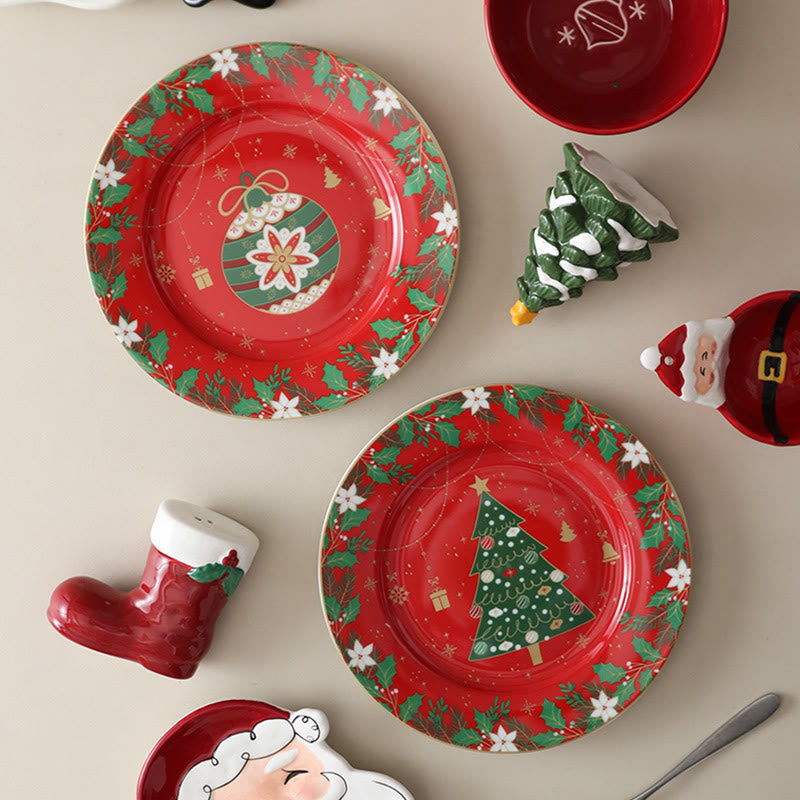 Red Ornament Christmas Tree Decorative Plate - image 2