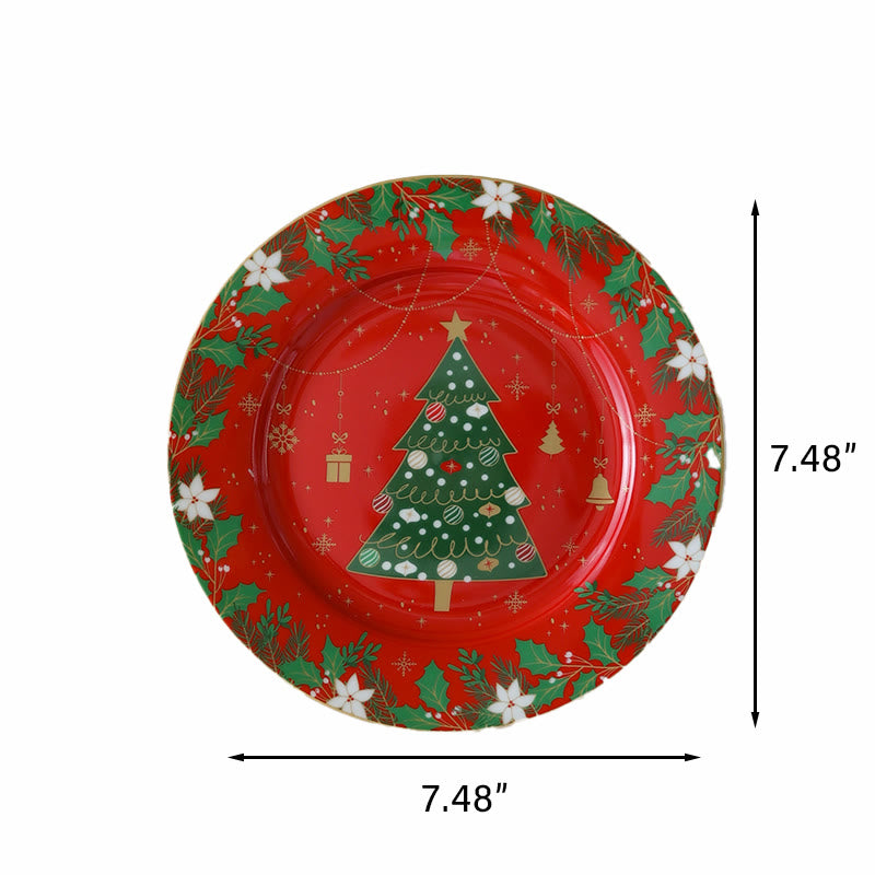 Red Ornament Christmas Tree Decorative Plate - image 5