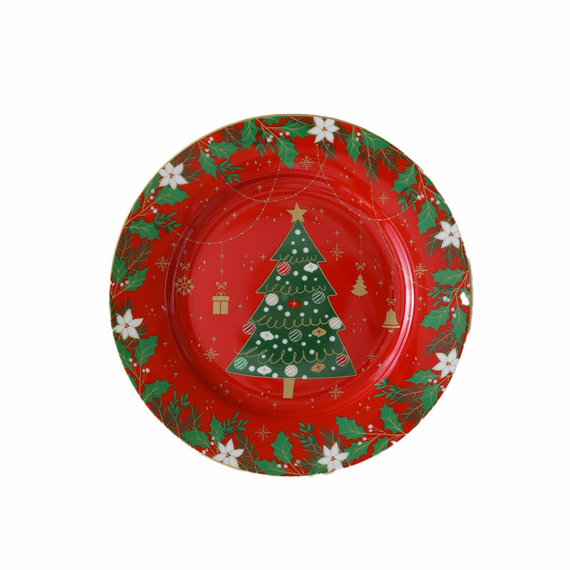 Red Ornament Christmas Tree Decorative Plate - image 4