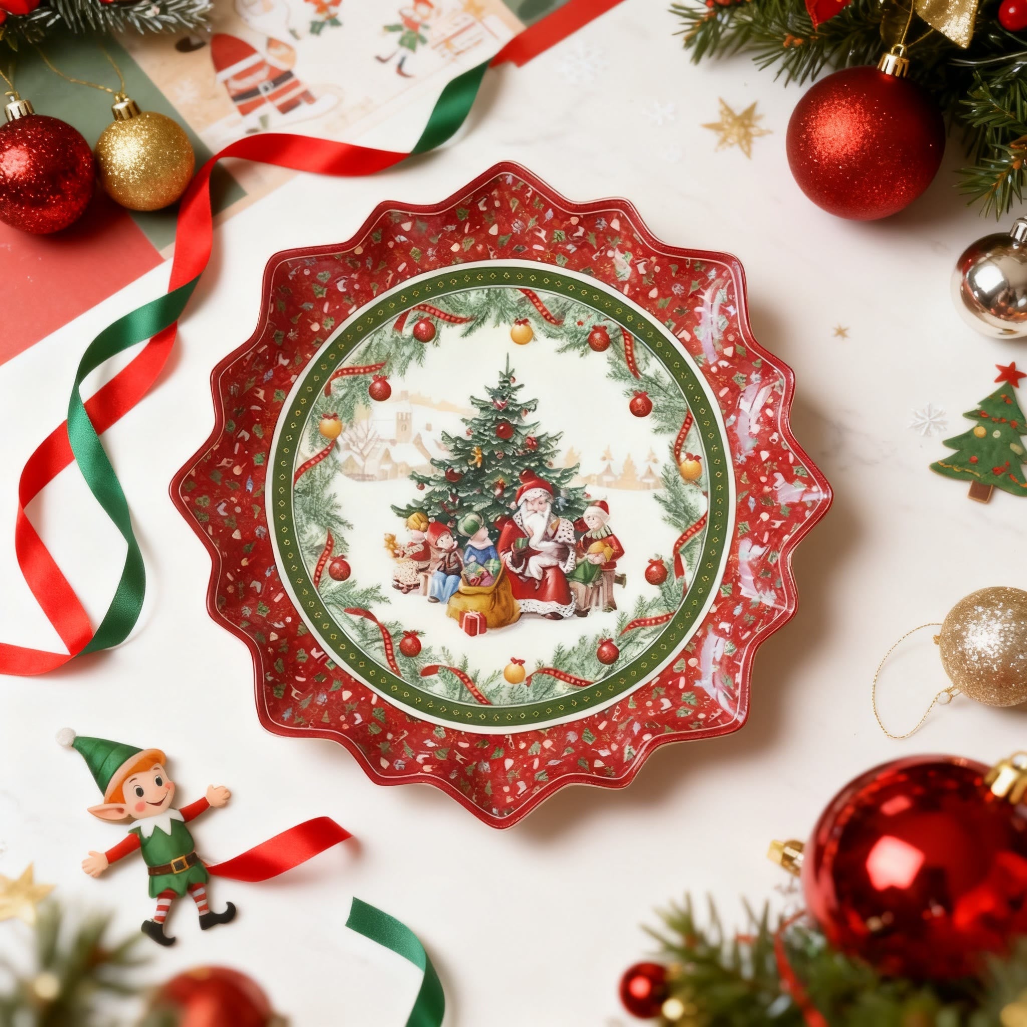 Colorful Christmas Lace Decorative Plate - image 1