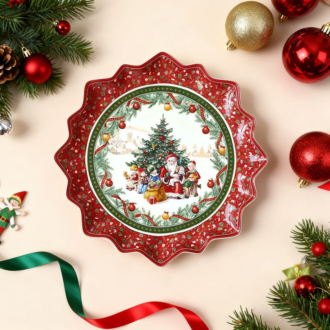 Colorful Christmas Lace Decorative Plate - image 2