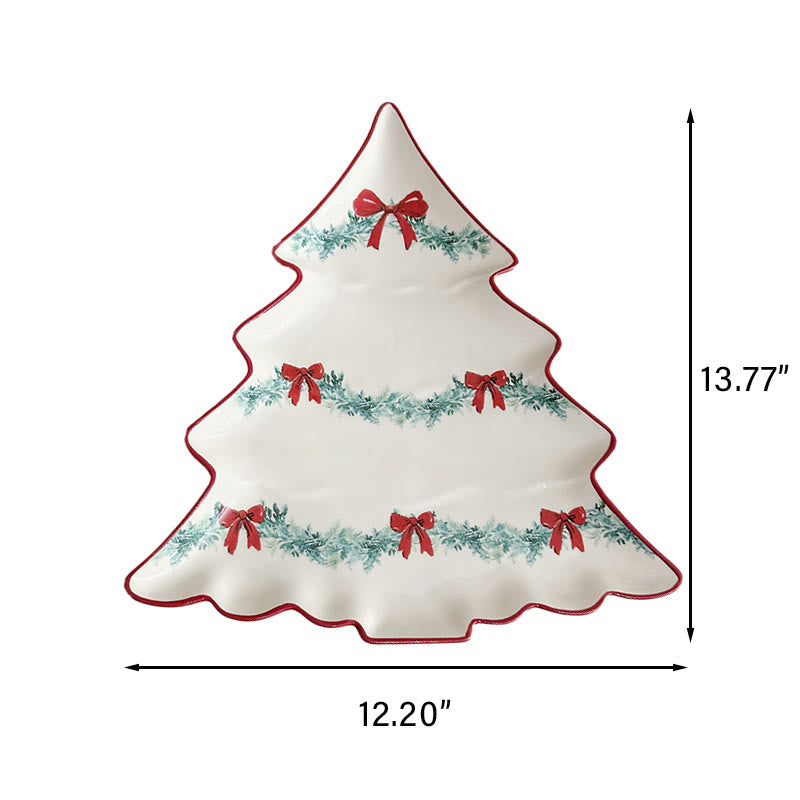 Bow Wreath Pattern Christmas Tree Plate - image 10
