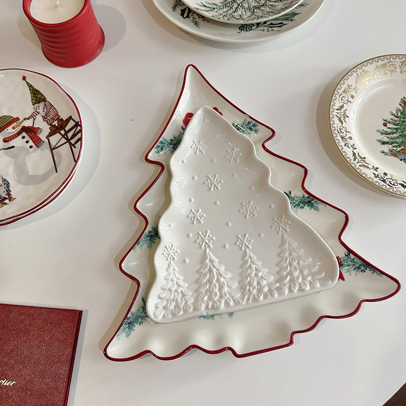 Bow Wreath Pattern Christmas Tree Plate - image 7