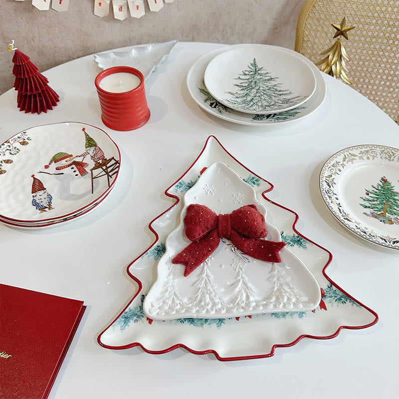 Bow Wreath Pattern Christmas Tree Plate - image 2