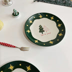 Round Ceramic Decorative Plate With Star Pattern - image 5