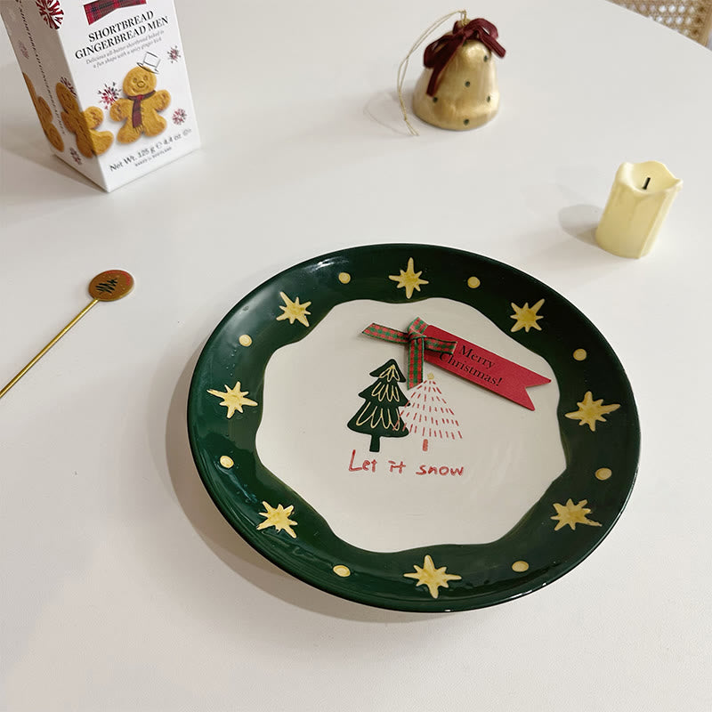 Round Ceramic Decorative Plate With Star Pattern - image 1