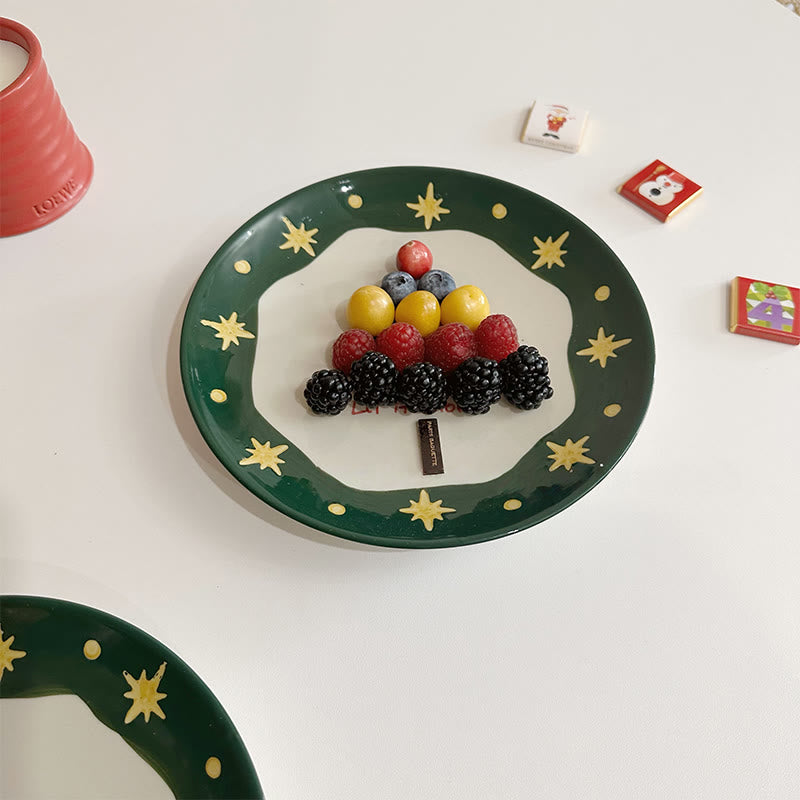 Round Ceramic Decorative Plate With Star Pattern - image 3