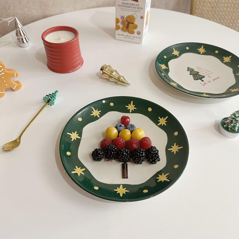 Round Ceramic Decorative Plate With Star Pattern - image 4