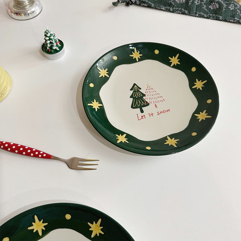 Round Ceramic Decorative Plate With Star Pattern - image 5